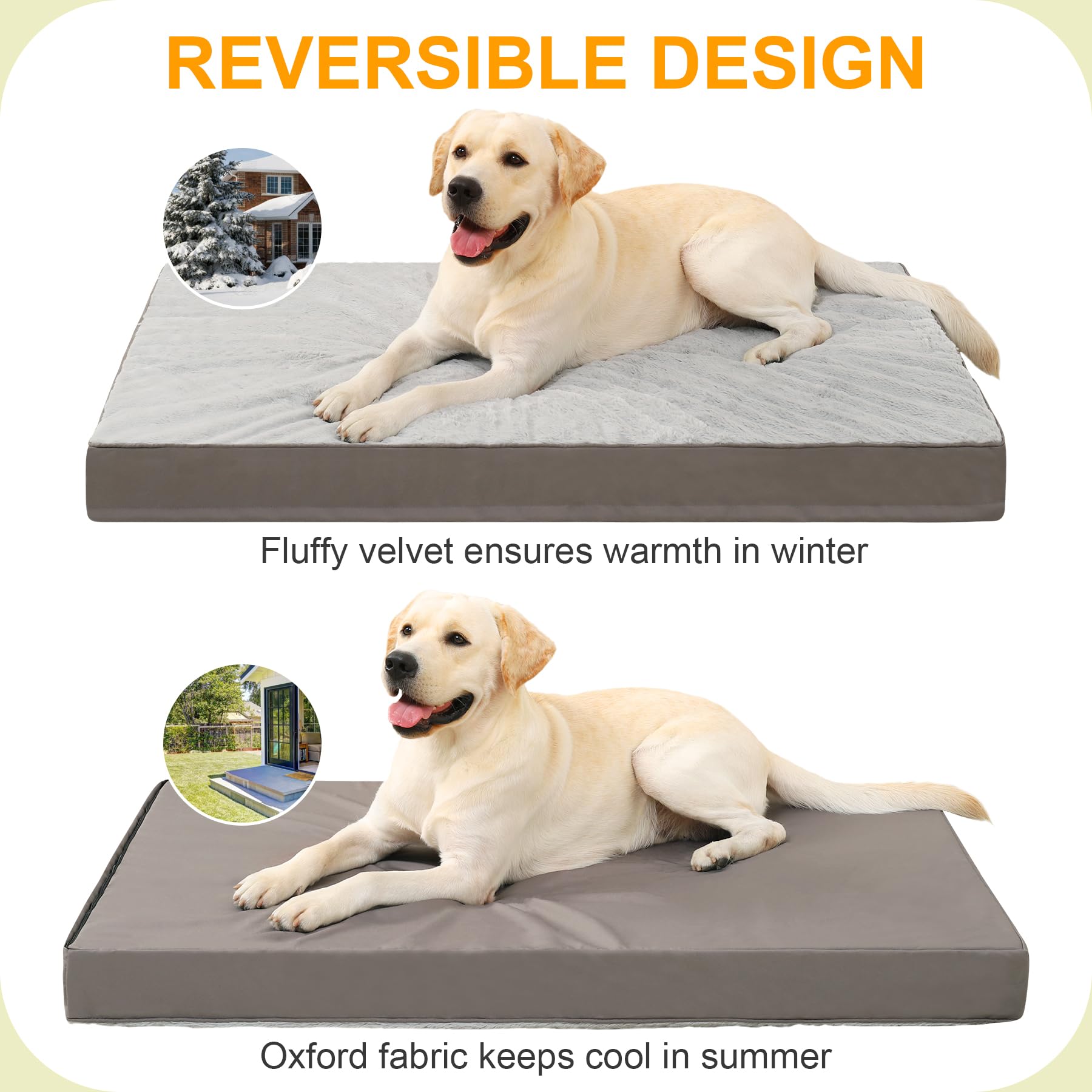 KSIIA cama grande 44x32 pulgadas para perros de hasta 41 kg