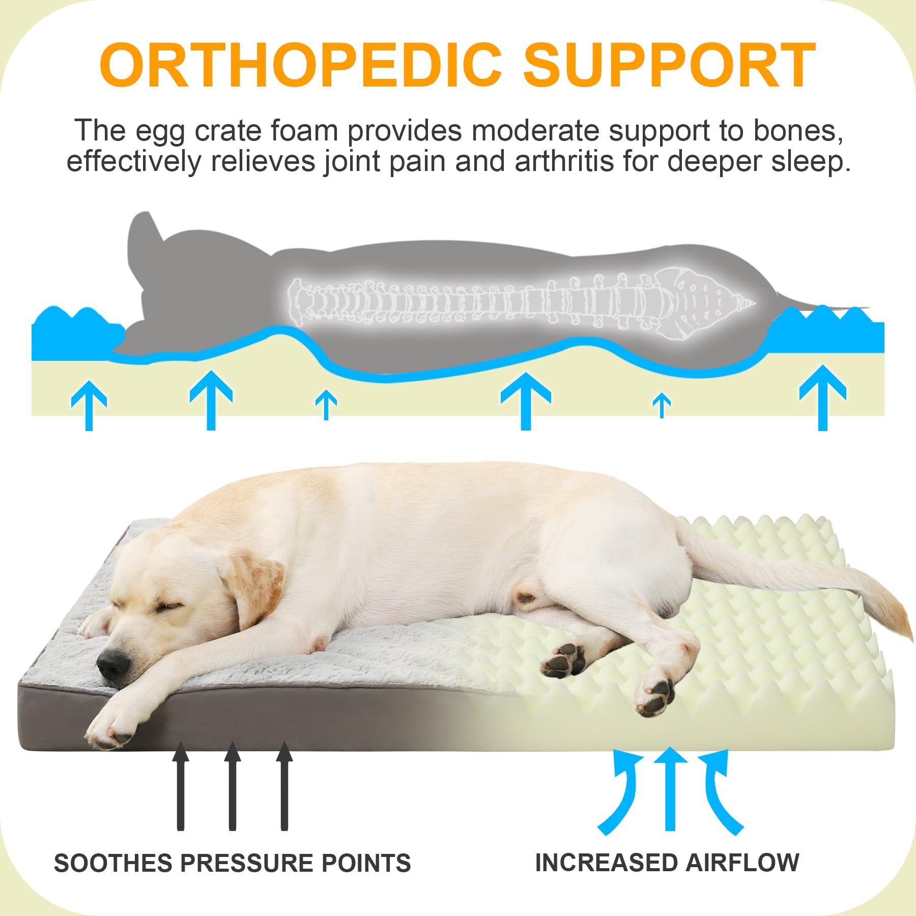 KSIIA cama para perros con espuma tipo huevo brinda apoyo ergonómico durante el sueño del perro