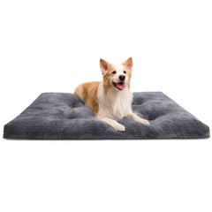 Cama KSIIA para perro grande, lavable en jaula gris, suave y cómoda.