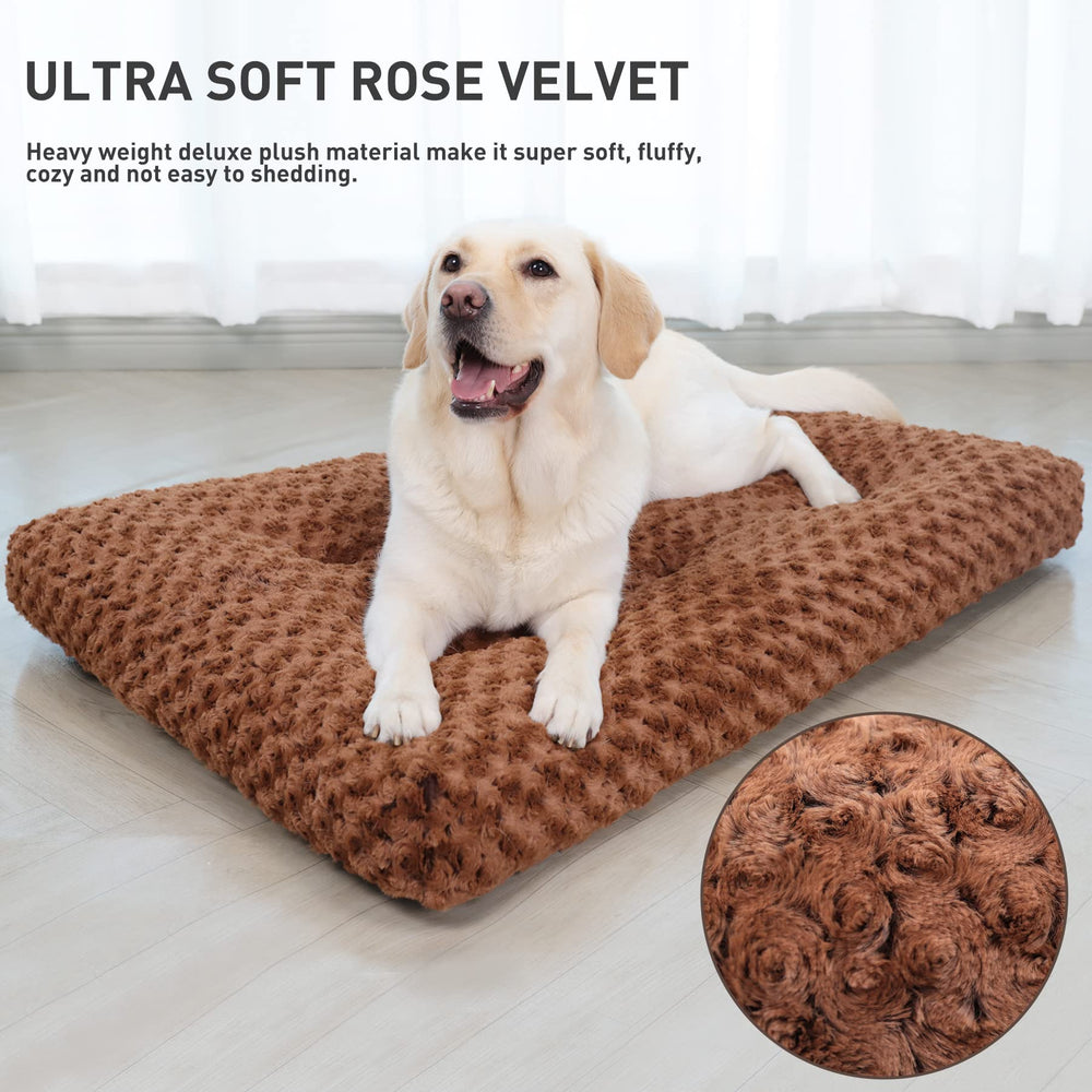KSIIA Cama para perro lavable lujo marrón detalle acolchado para mayor confort.