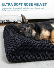 KSIIIA Cama para perro terciopelo de lujo negro, suave y reconfortante para dormir.