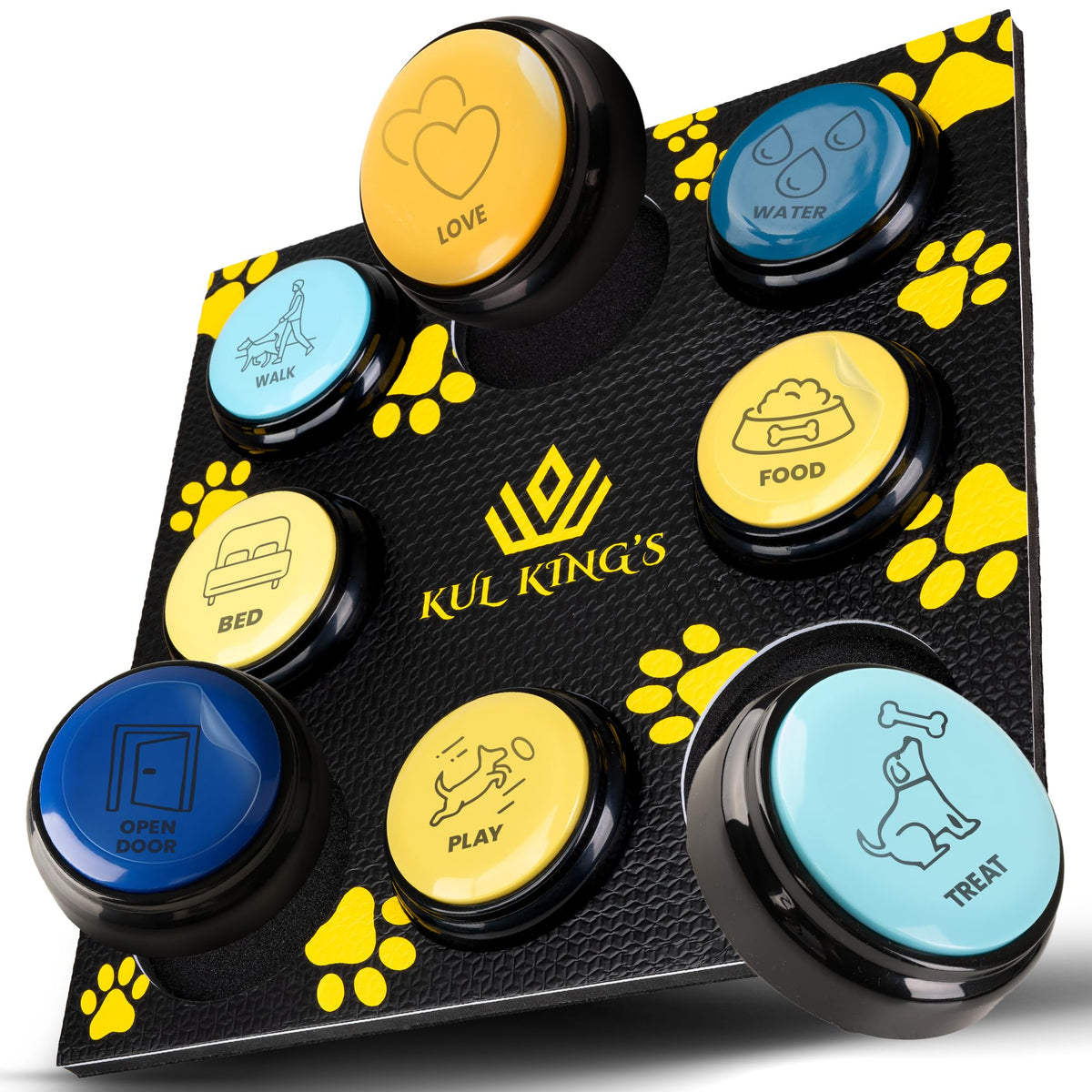 KUL KING'S: botones de entrenamiento para perros de 8 piezas, grabables para una comunicación eficiente.