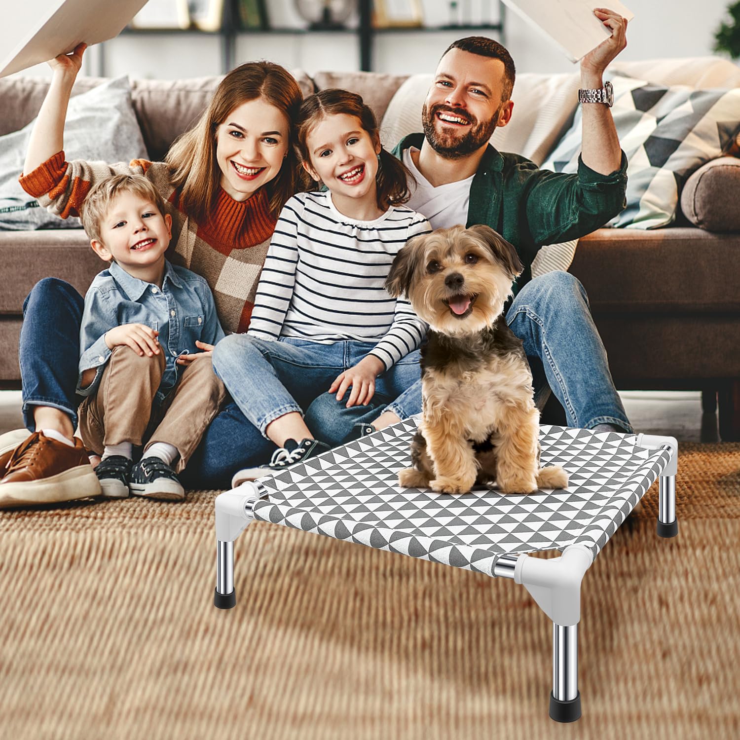 Kuntrust cama perro elevada para camping, ligera y portátil