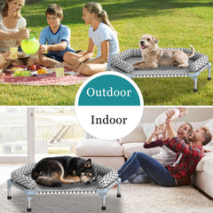 Kuntrust cama para perros medianos, diseño elevado para mantener al perro lejos del suelo.