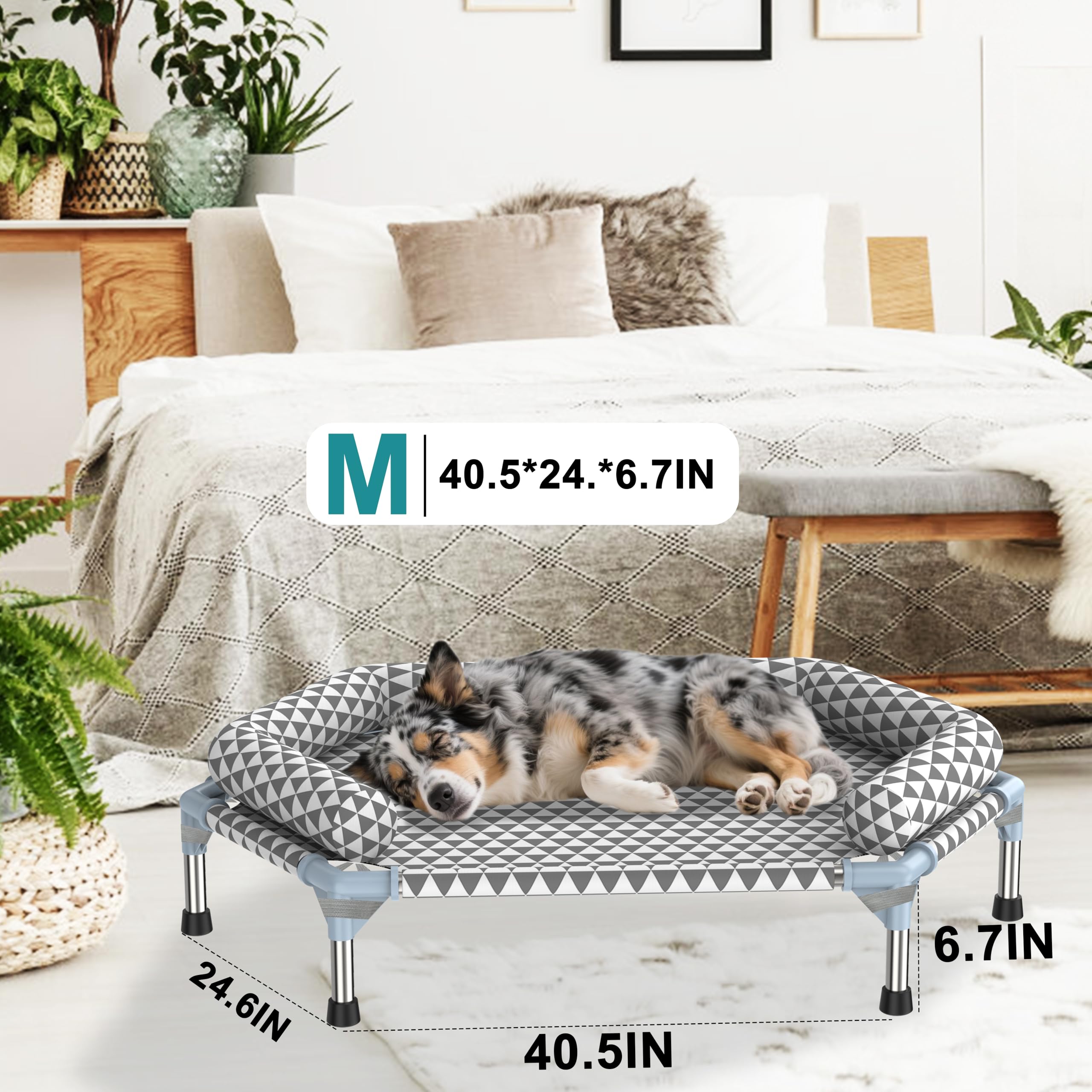 Kuntrust cama para perros medianos con tejido transpirable que facilita la circulación de aire.