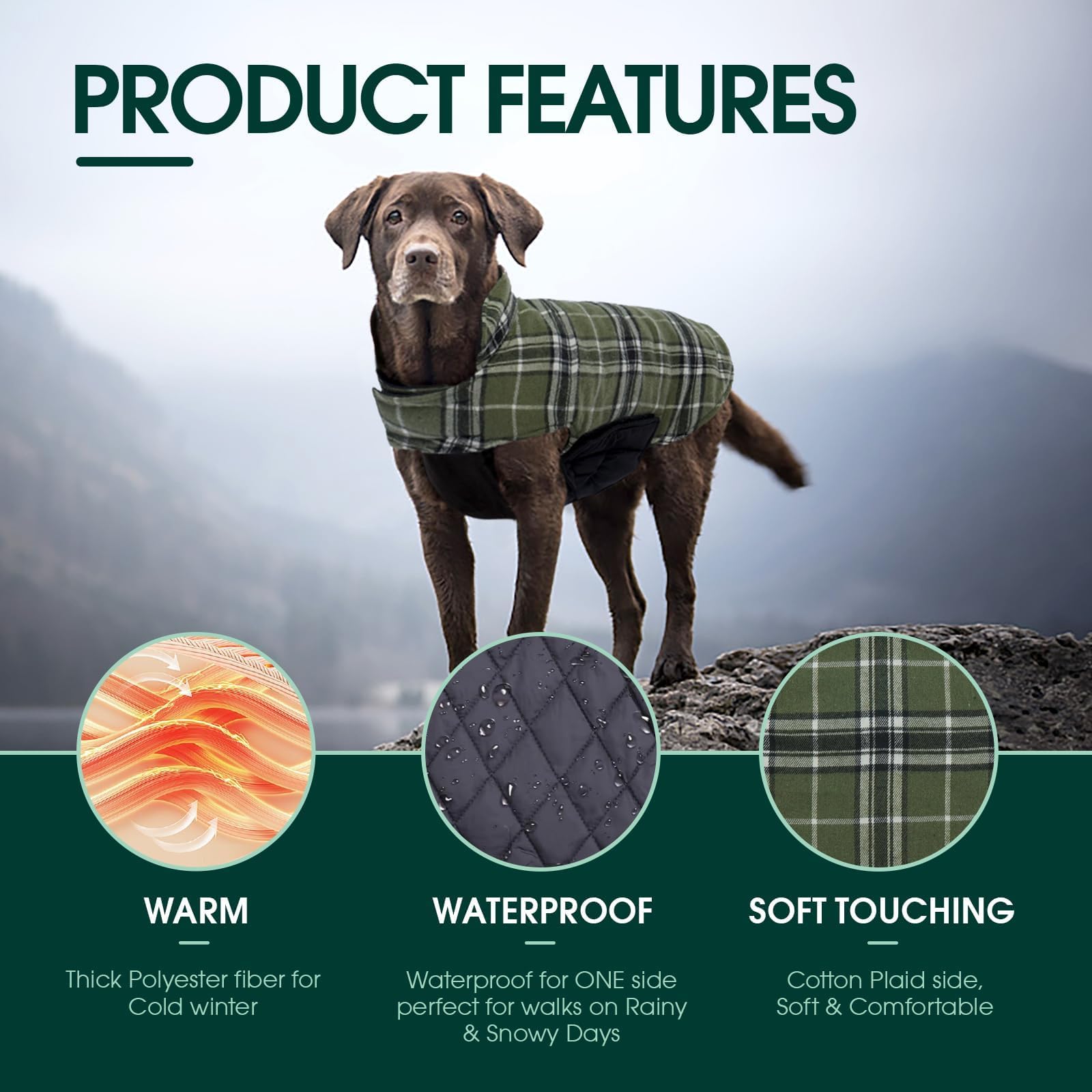 Abrigo Kuoser de doble capa con forro fleece para calor suave.