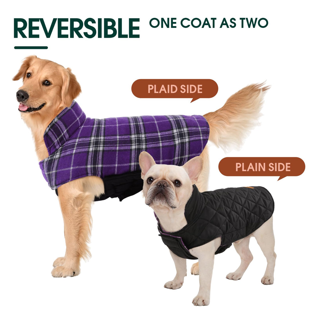Kuoser abrigo perro reversible cierres velcro: dos estilos con ajuste sencillo.