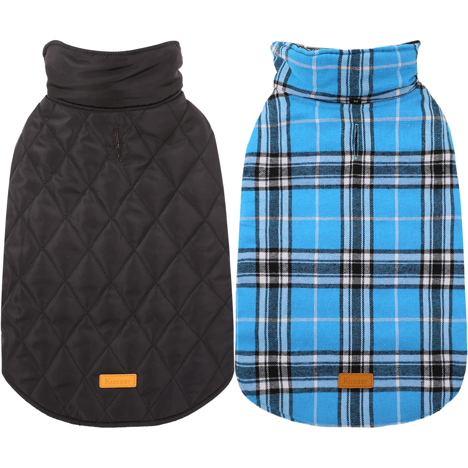 Capa Kuoser azul vista frontal para perros grandes, protección contra viento y frío.