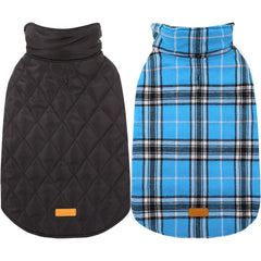 Capa Kuoser azul vista frontal para perros grandes, protección contra viento y frío.