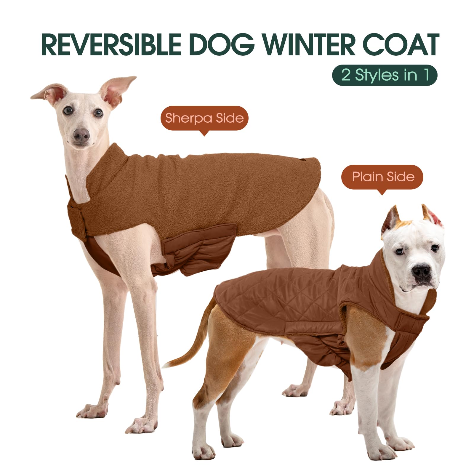 Capa Kuoser para perros con dos caras y pelo sherpa aporta calor adicional.