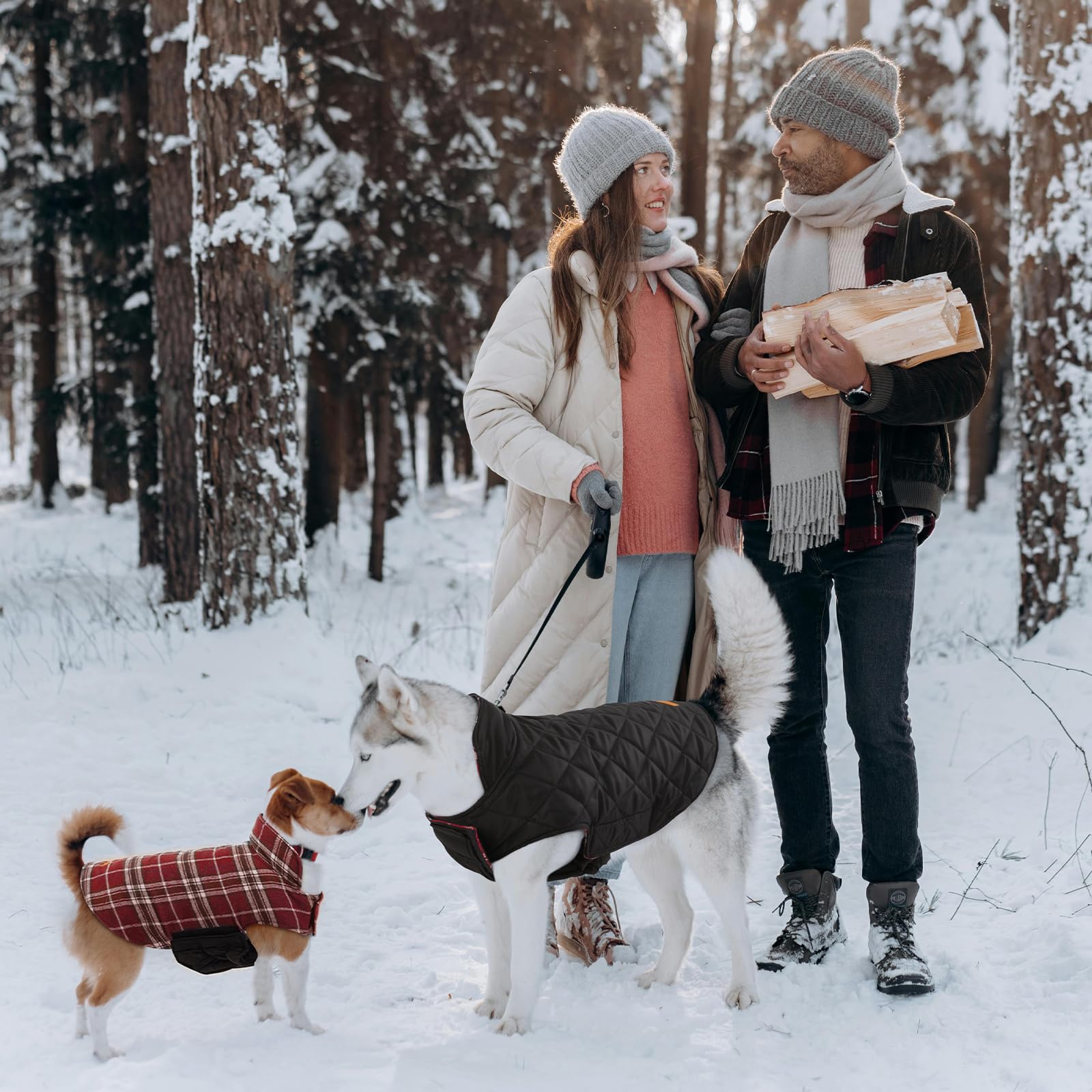 Chaqueta de invierno Kuoser para perros medianos, ideal para caminatas.