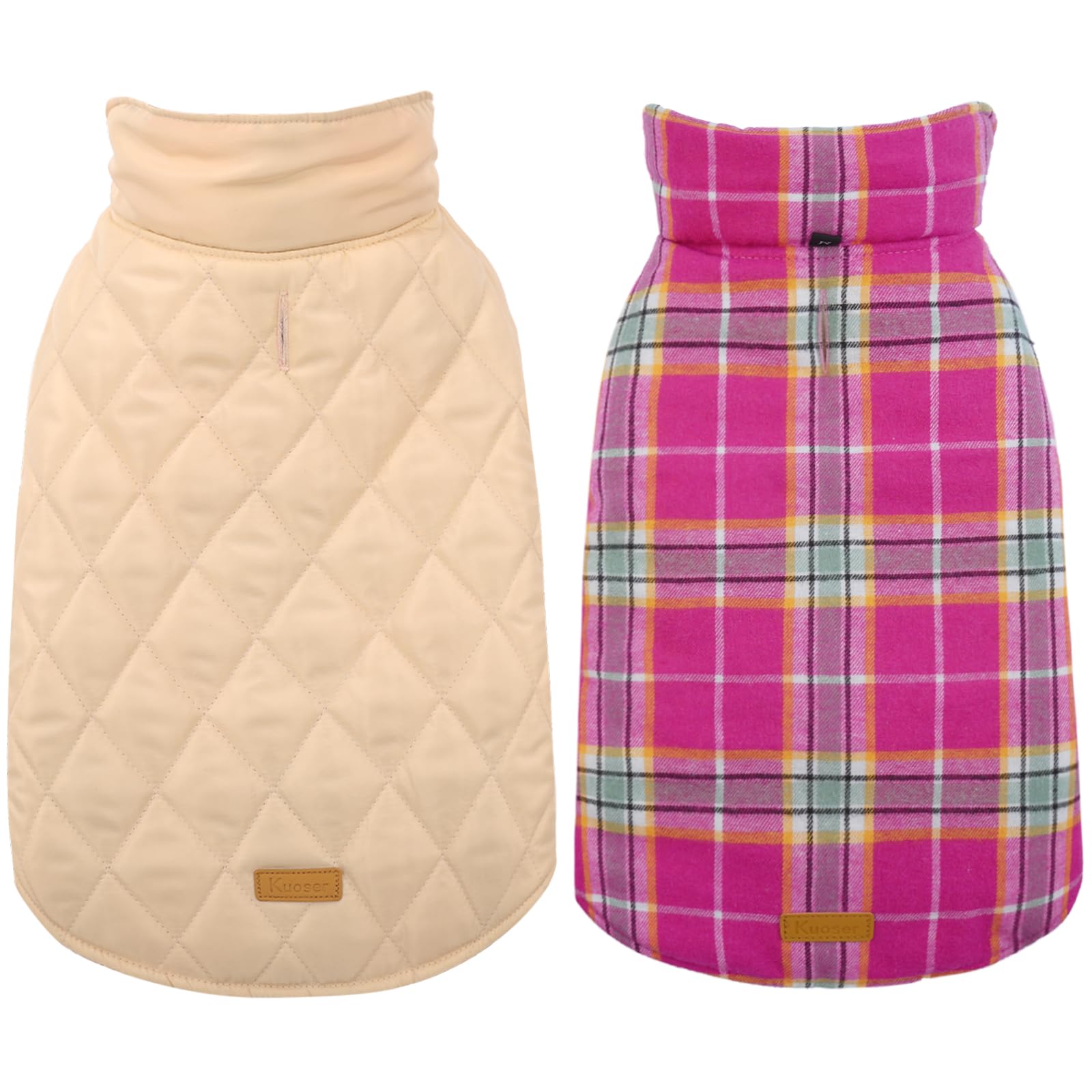 Kuoser chaqueta impermeable para perros, versión reversible en rosa, protege contra viento y lluvia.