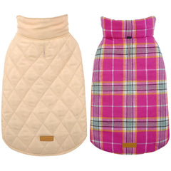 Kuoser chaqueta impermeable para perros, versión reversible en rosa, protege contra viento y lluvia.