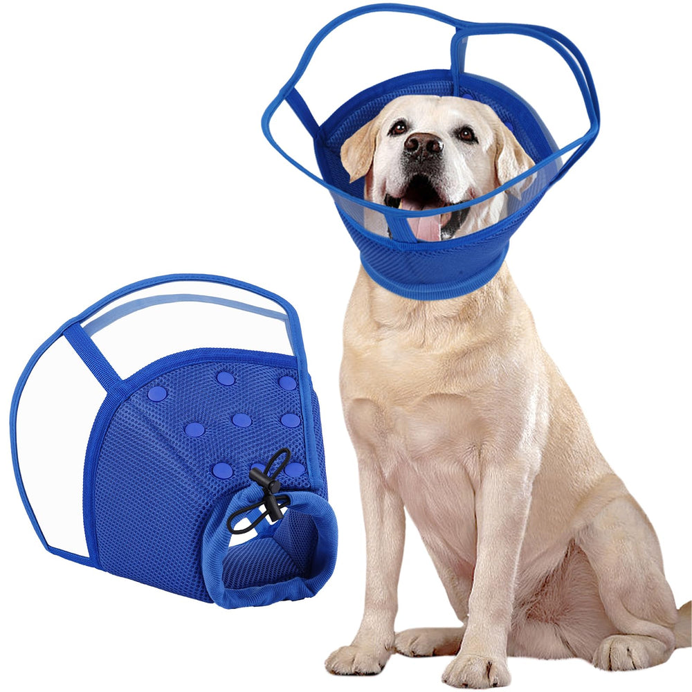 Kuoser collar cono grande para perro posteoperatorio azul bloquea lamido de heridas
