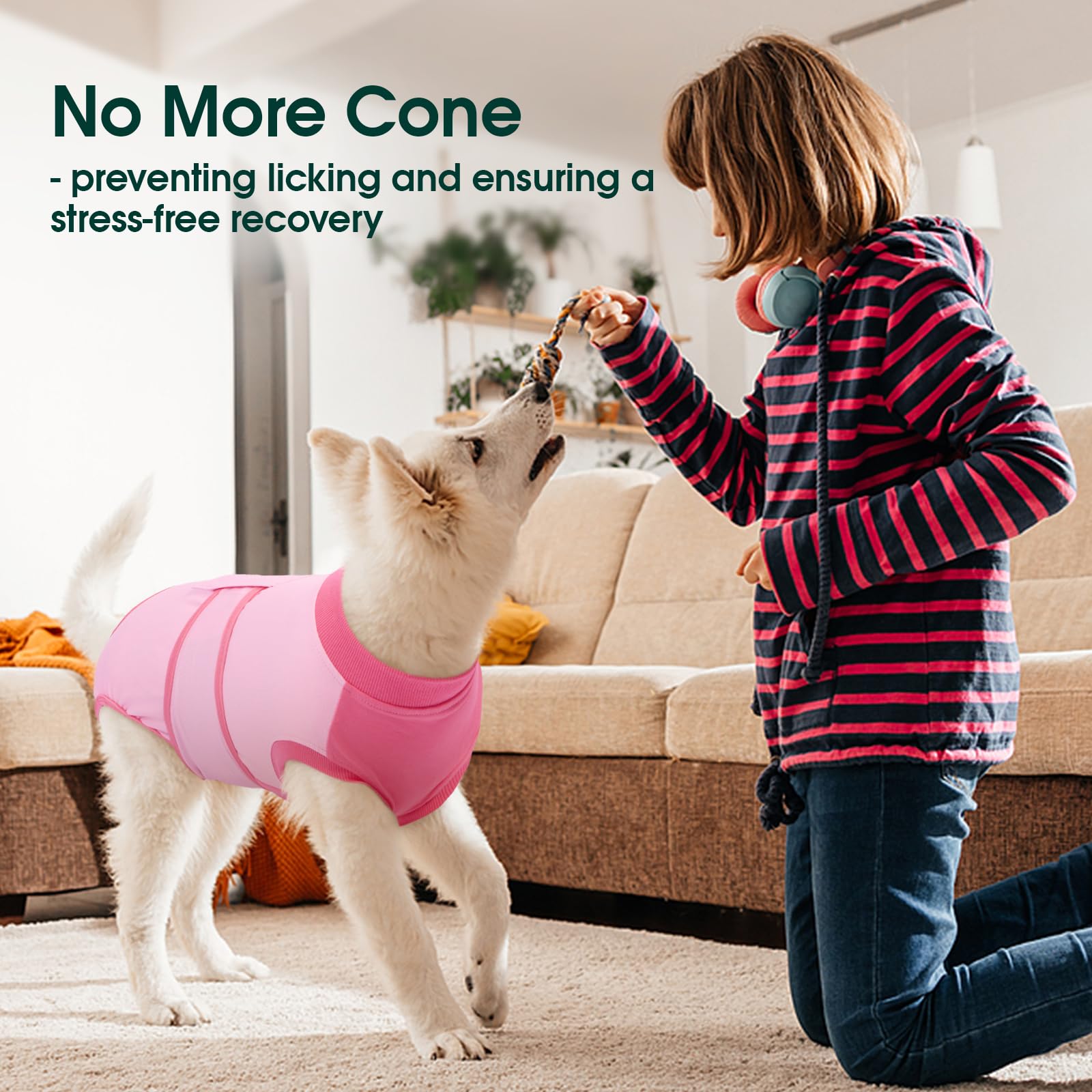 Kuoser traje de recuperación para perros, tallas disponibles, ajuste cómodo para varias razas.