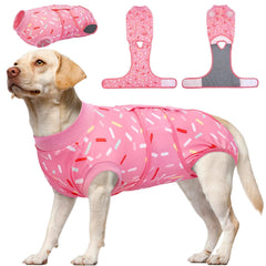 Traje de recuperación Kuoser para perro rosado, cómodo y postoperatorio seguro.
