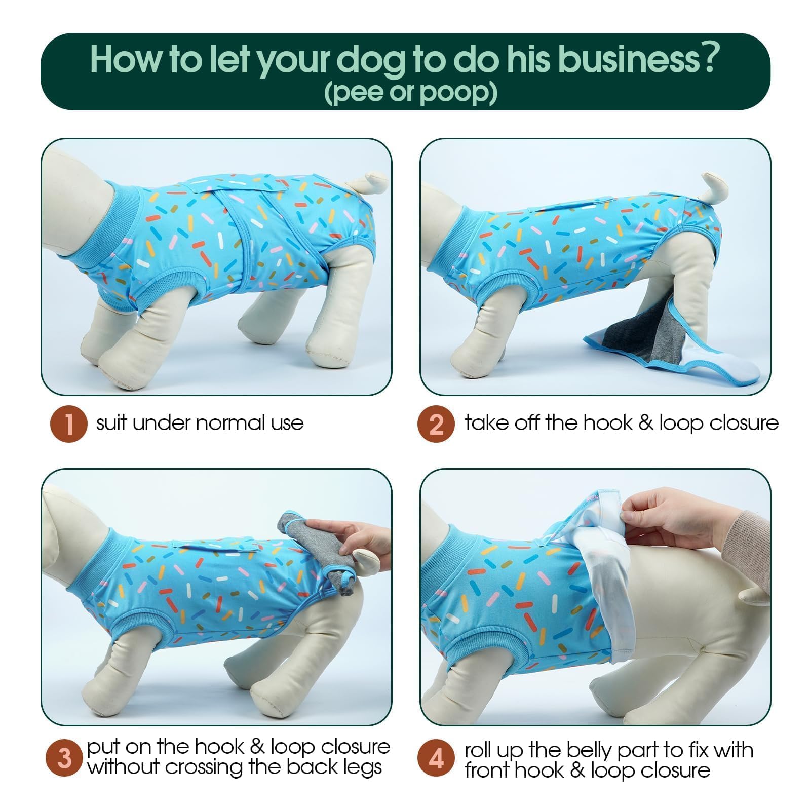 Kuoser traje cómodo de recuperación para perro, elástico y adaptable.