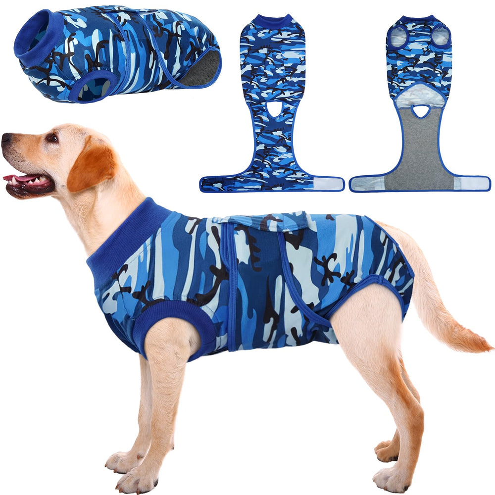 Kuoser Traje recuperación para perros y gatos, vista frontal, cómodo y transpirable.