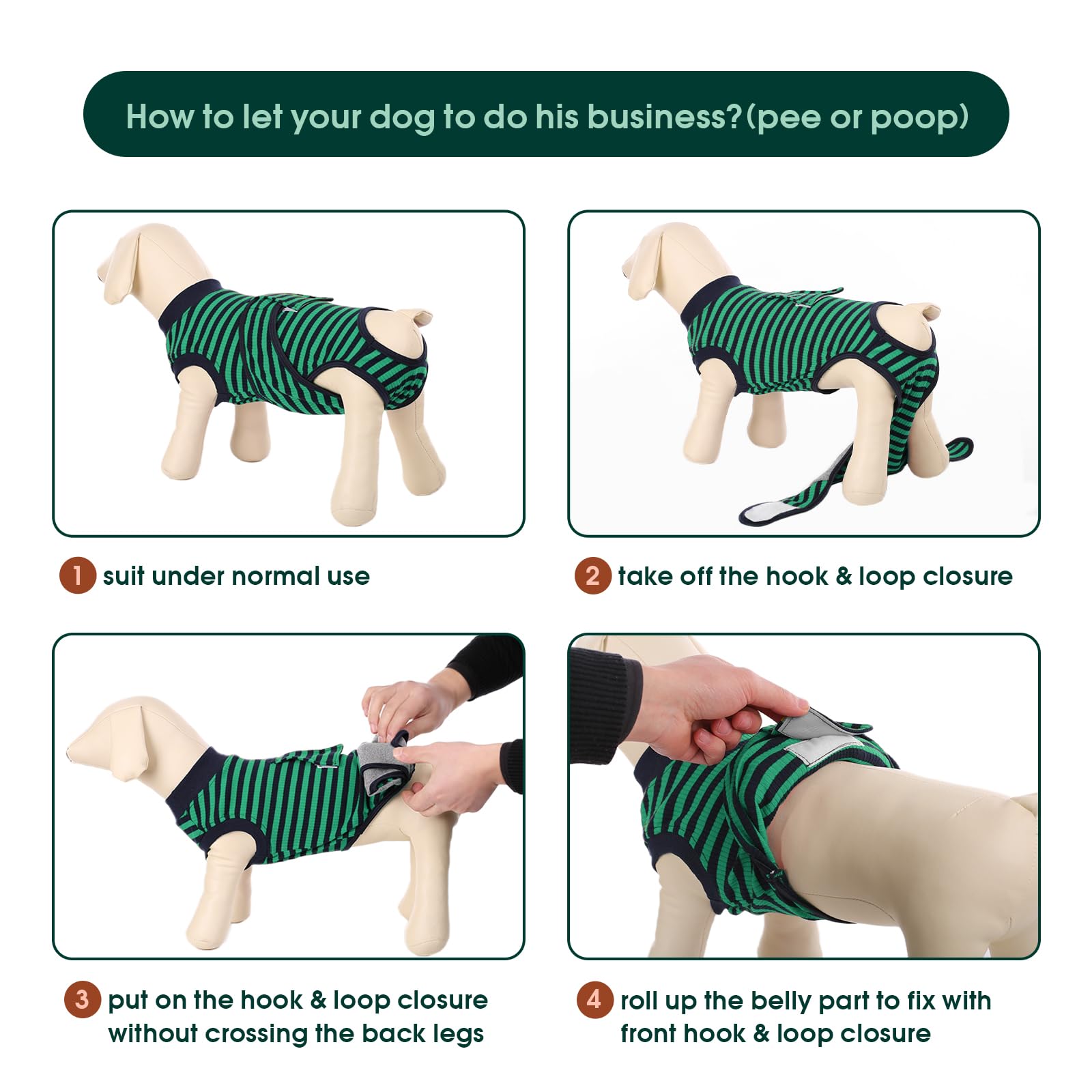 Kuoser uso posoperatorio, ropa práctica para el cuidado diario del perro.