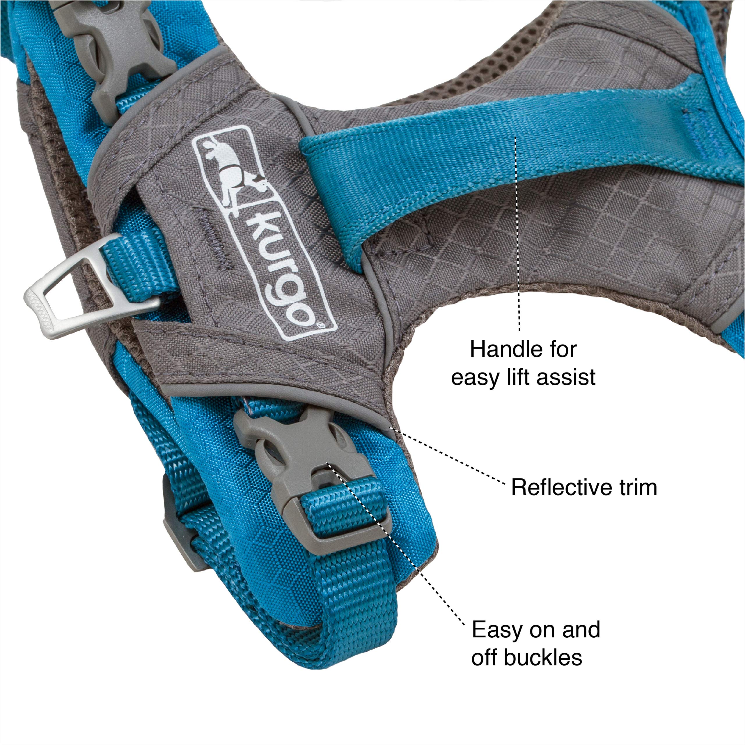 Kurgo Journey Air Harness con borde reflectante para mejor visibilidad nocturna.