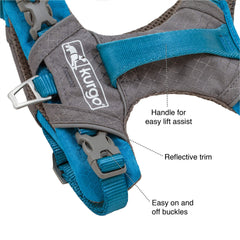 Kurgo Journey Air Harness con borde reflectante para mejor visibilidad nocturna.