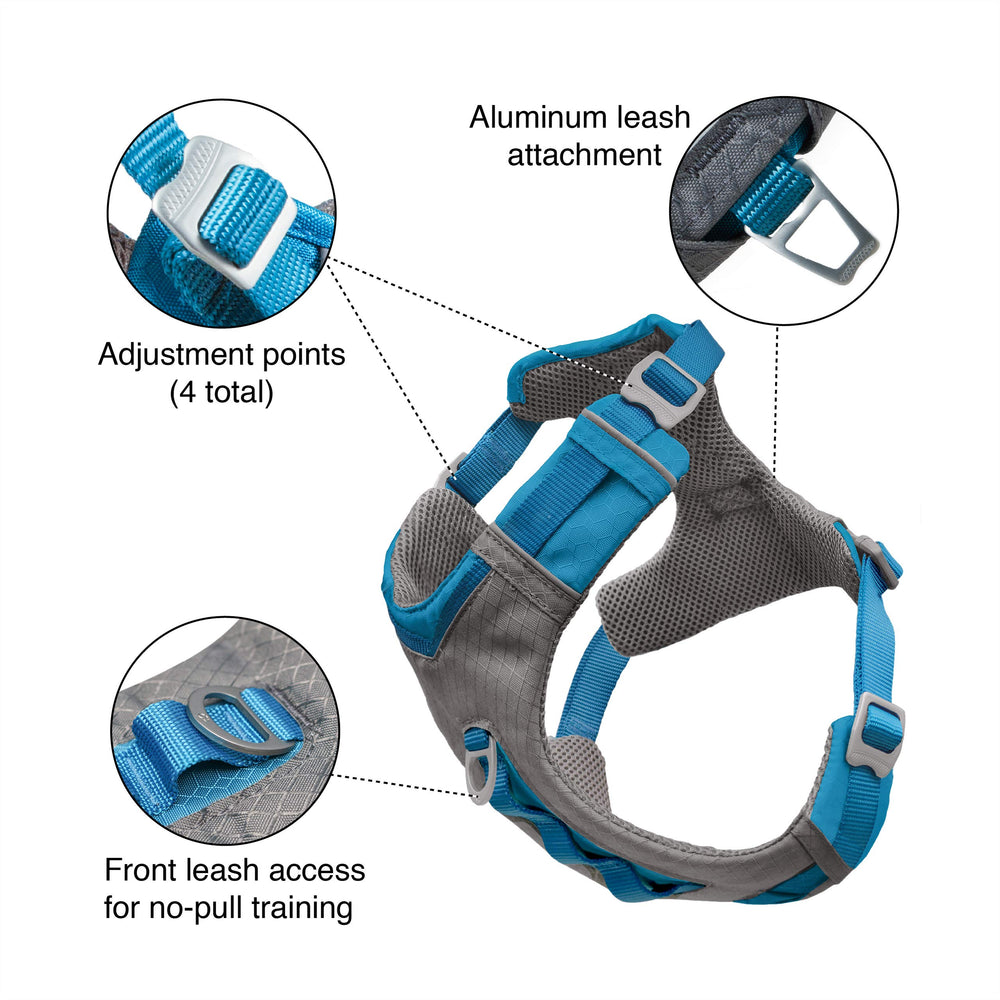 Kurgo Journey Air Harness con cuatro ajustes para un ajuste personalizado.