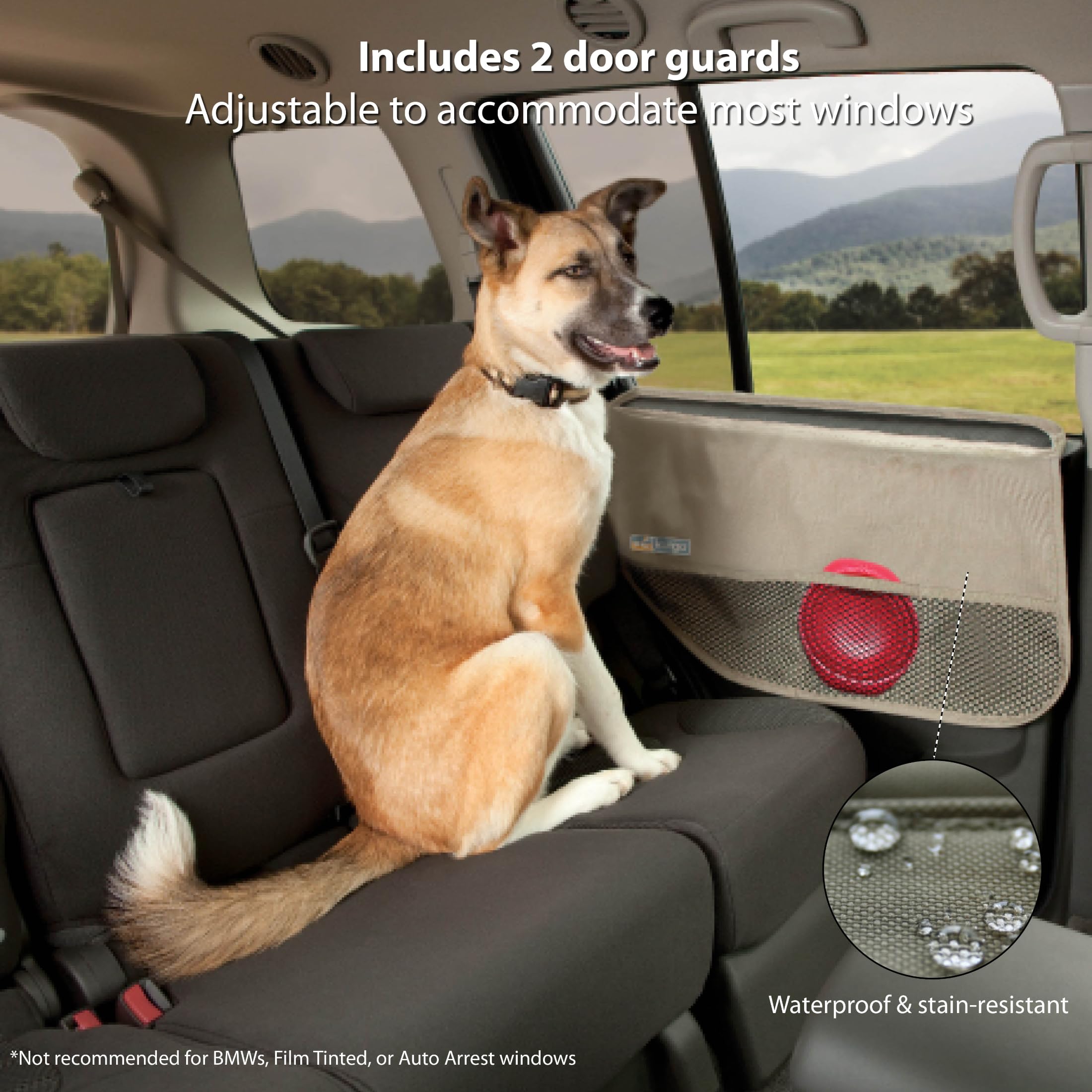 Durabilidad impermeable de Kurgo Rover, fácil de limpiar tras la aventura.