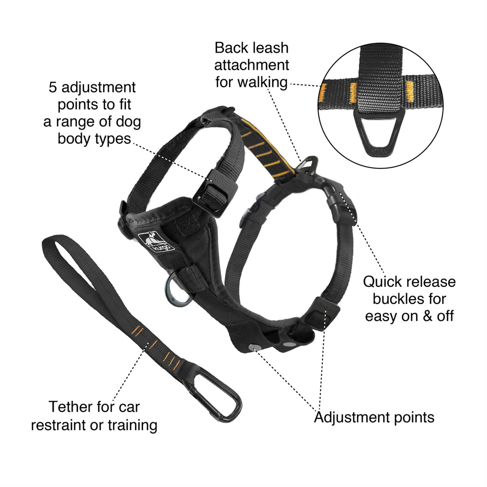 Kurgo Tru-Fit: arnés de cinco puntos para control durante entrenamientos.