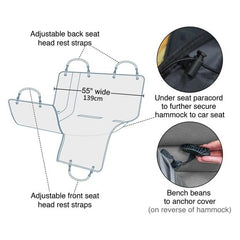 Kurgo Wander hamaca trasera con cremallera central para compartir asiento.