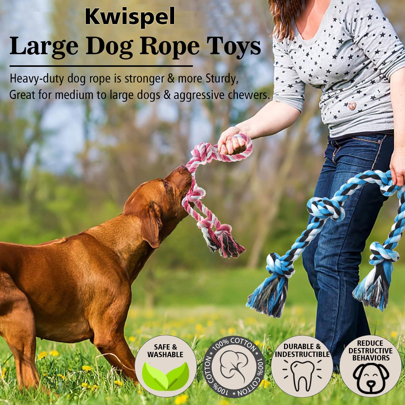 Kwispel Juguete de cuerda para limpieza dental durante juego robusto.