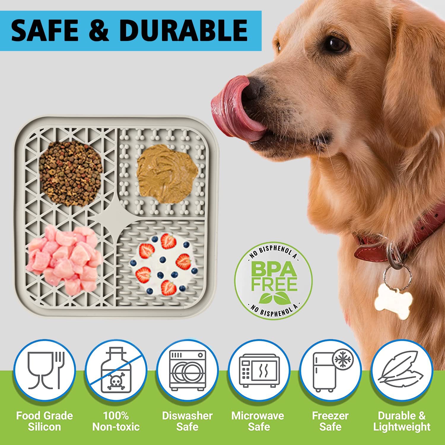 Kwispel Lick Mat gatos-perros apto para sesiones de lamido calmante.
