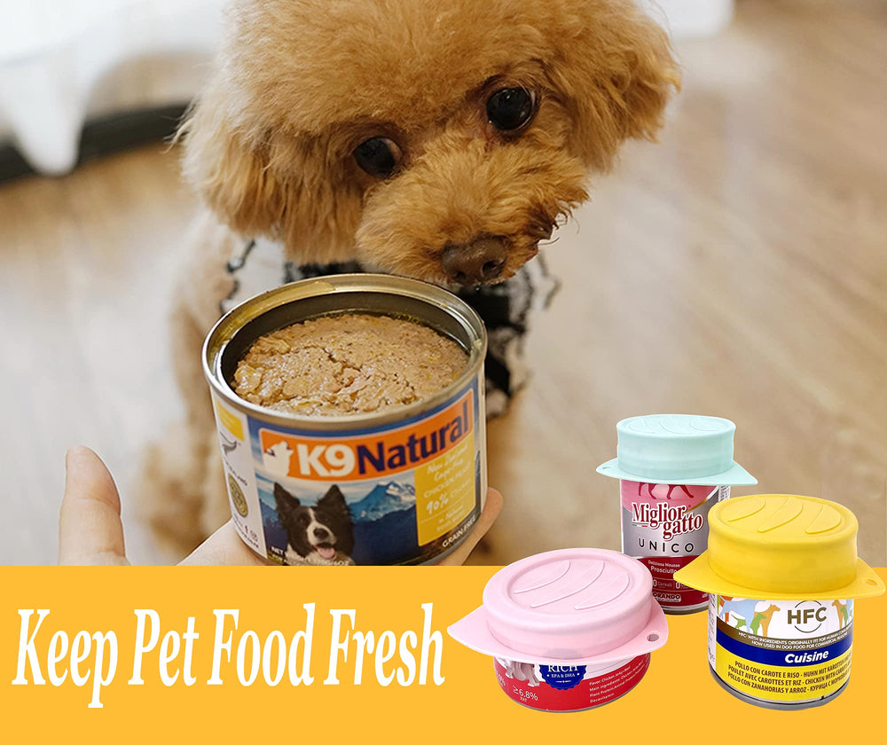 Tapas reutilizables Kwispel para latas de perros y gatos, sellado seguro.