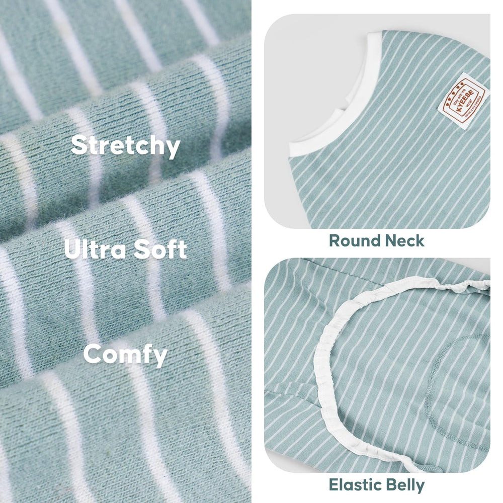 KYEESE pijama con apertura fácil para perro verde-rayas