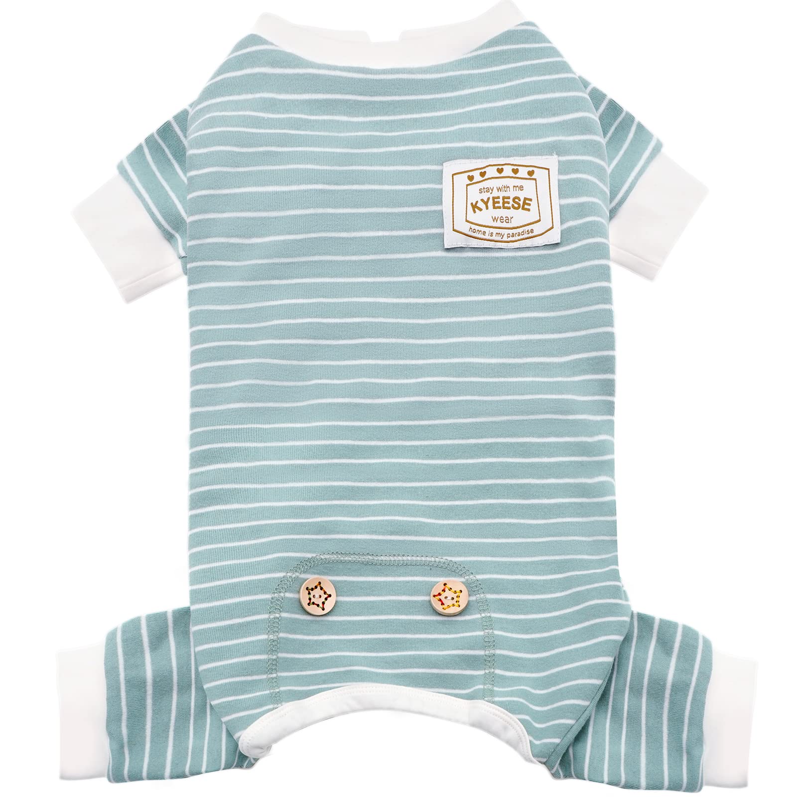 KYEESE pijama perro estirable 4 patas verde rayas para dormir cómodo