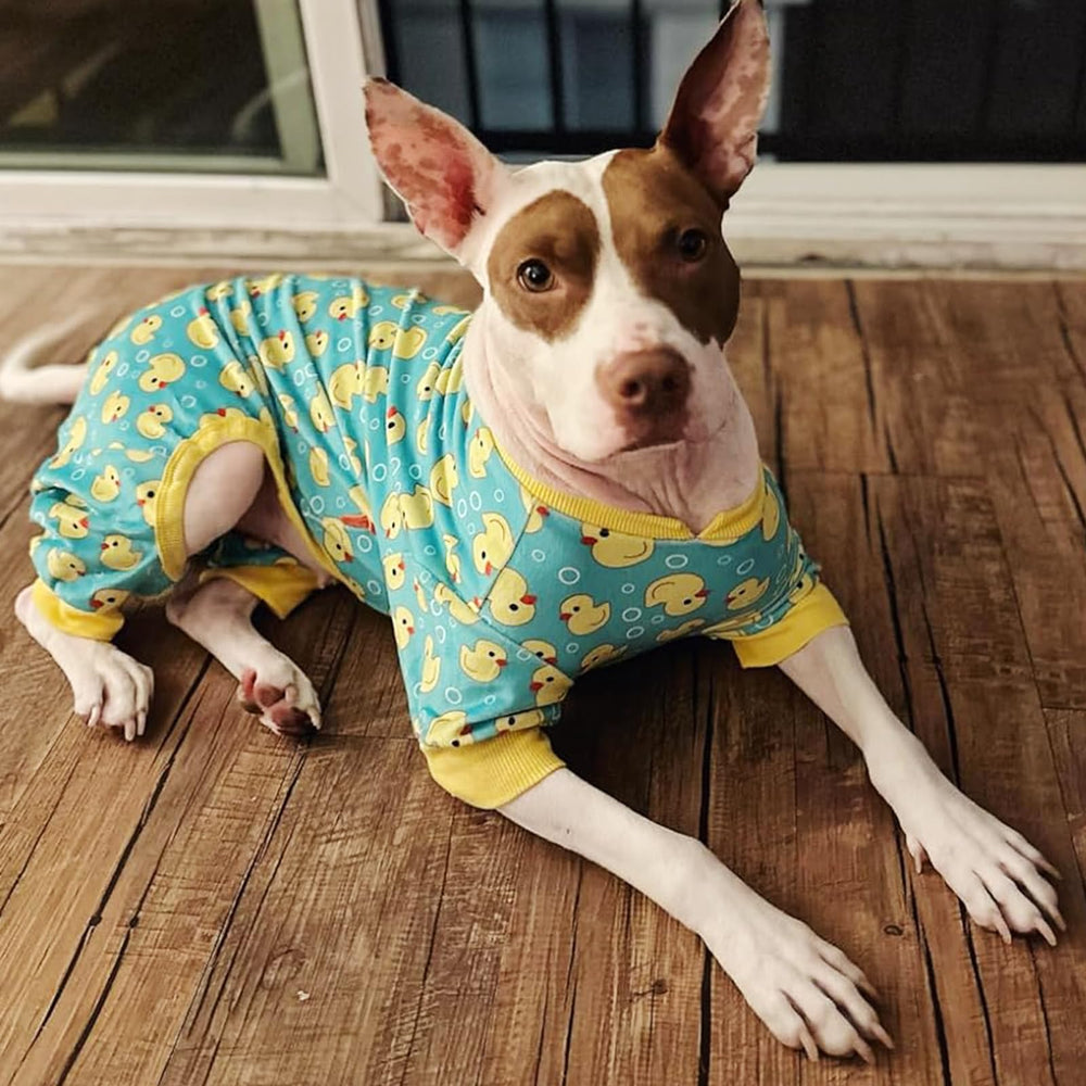 KYEESE Pijama para perro velvet patitos amarillos, vista posterior