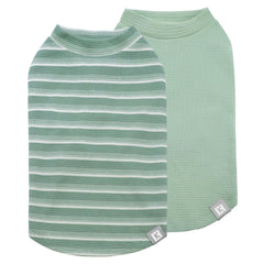 Camiseta KYEESE de waffle verde sin manga para perros, cómodo para el día a día.
