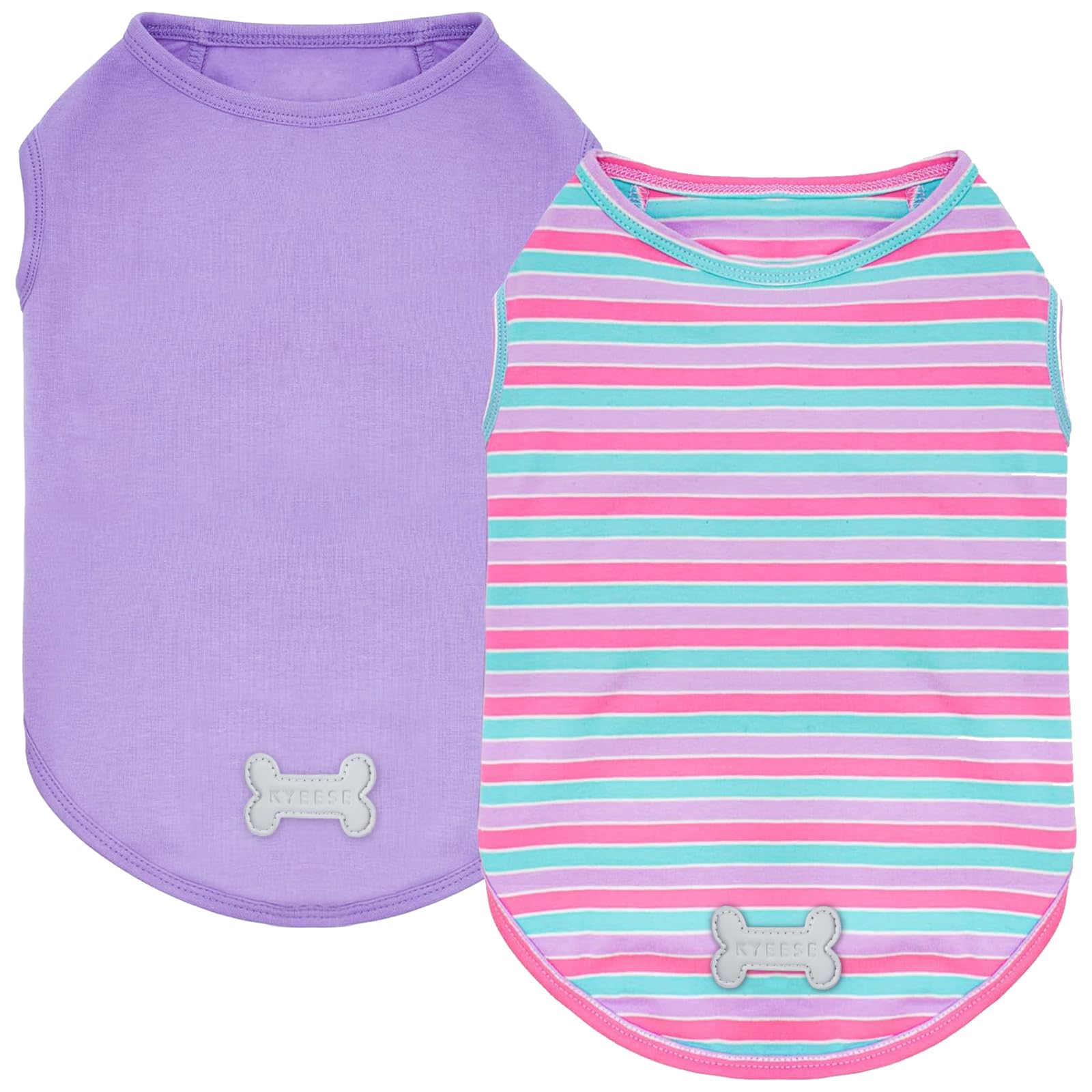 KYEESE camiseta para perro, frente con rayas moradas y azules, suave al tacto
