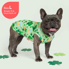 KYEESE camiseta perro San Patricio estampado festivo para caminatas y juegos.