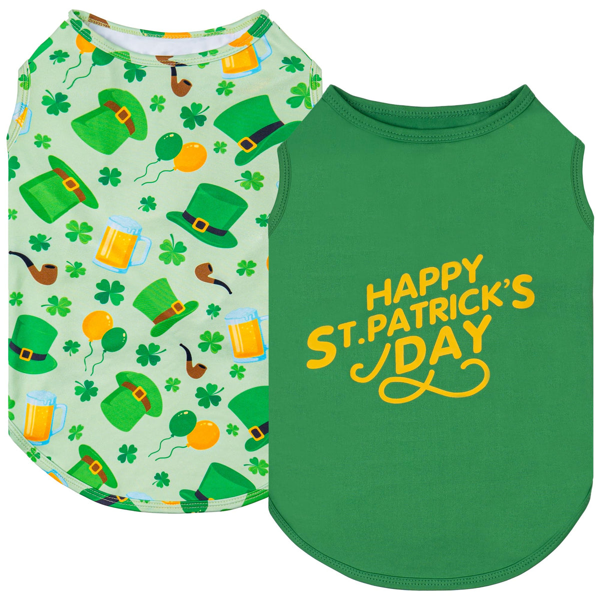 KYEESE camiseta perro San Patricio frontal, comodidad ligera para paseos.