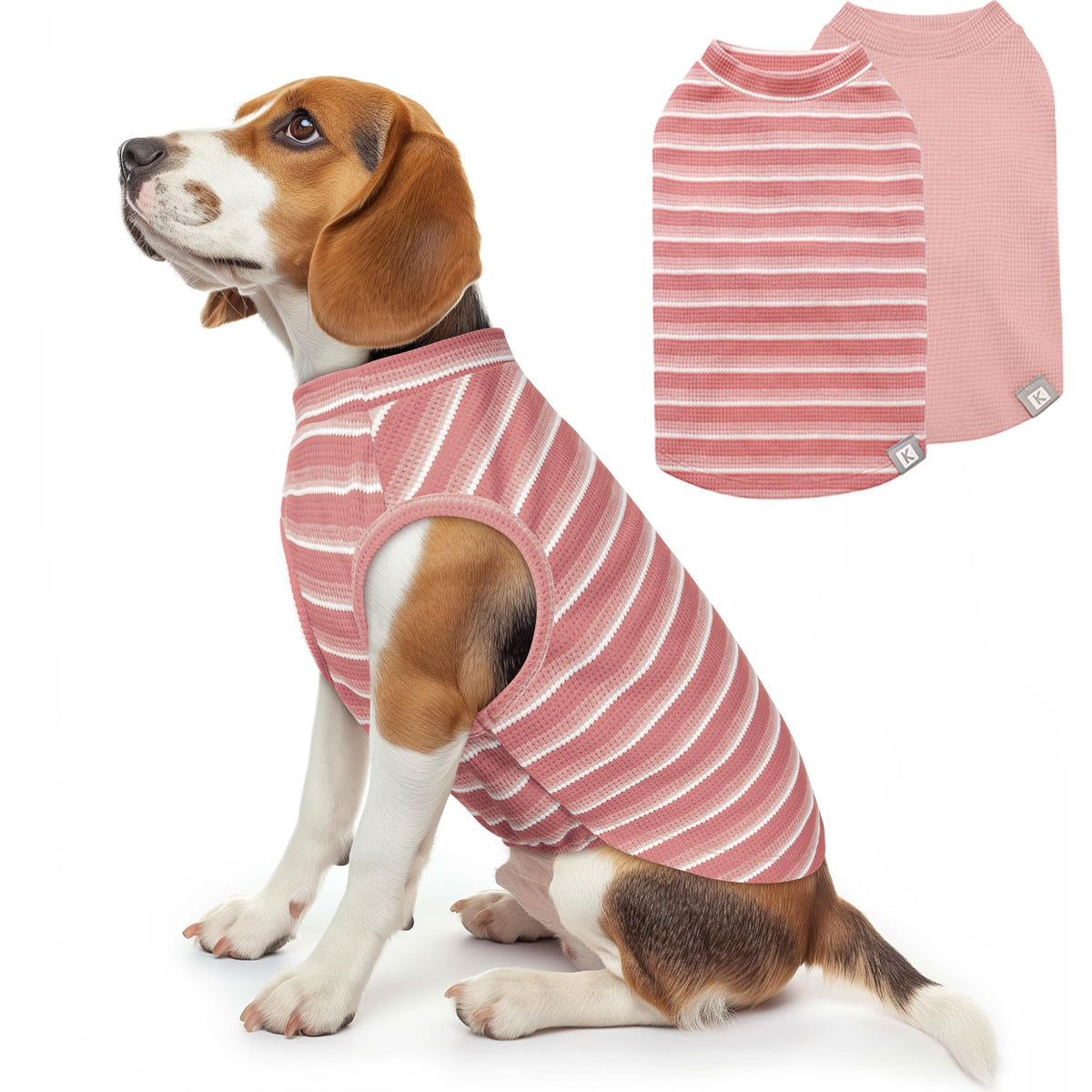 Camiseta KYEESE para perro, waffle sin mangas en rosa, suave y transpirable.