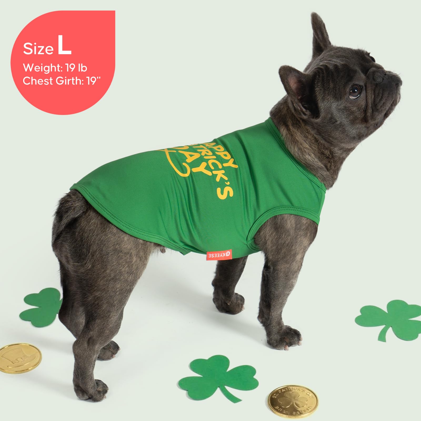 KYEESE conjunto de dos camisetas para perro San Patricio, fácil cuidado.