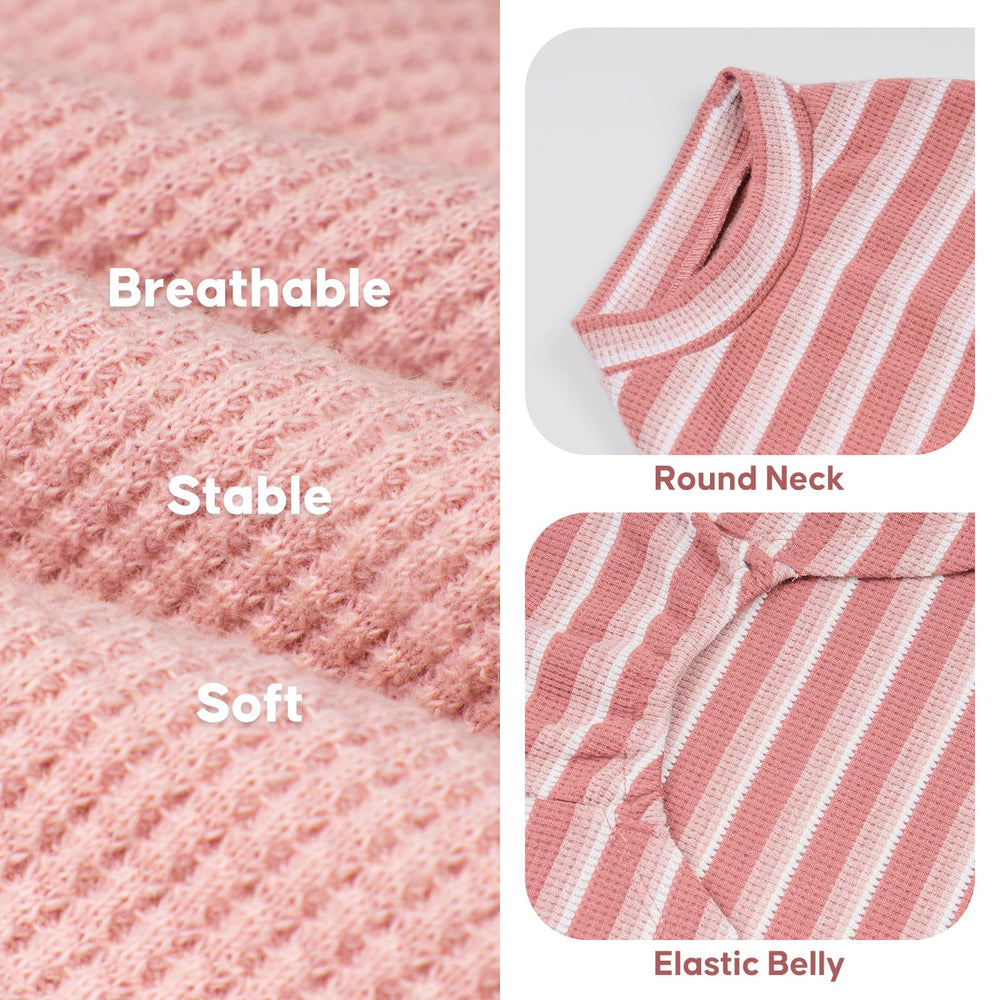 Doble-pack KYEESE, camisetas rosa y rayas para perro, fácil cuidado.