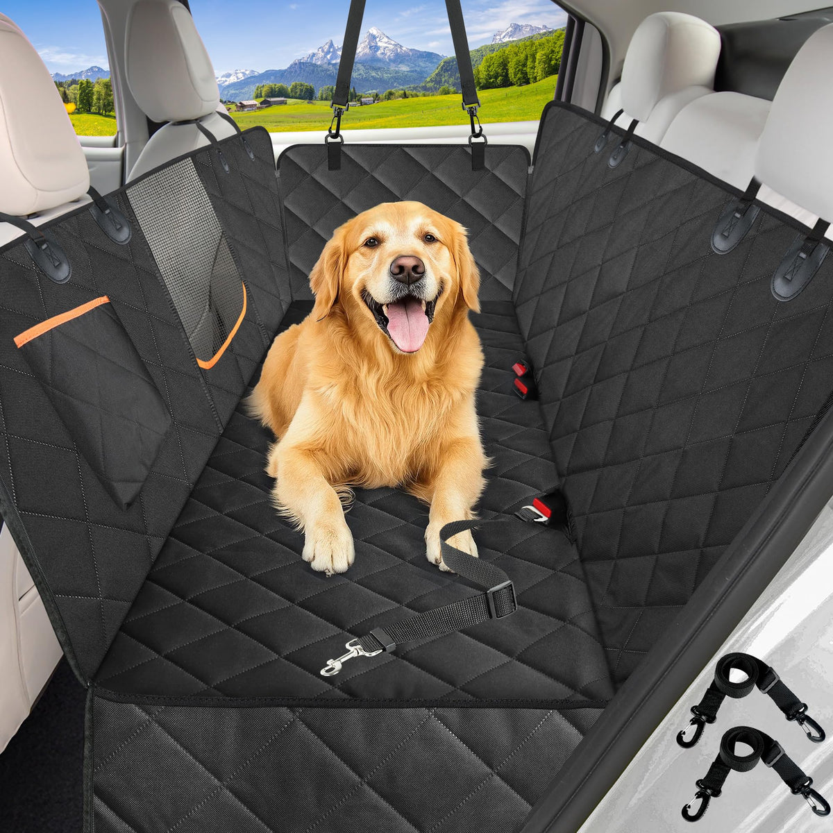 Kytely cobertura de asiento para perro en coche, protege el respaldo y es fácil de limpiar.
