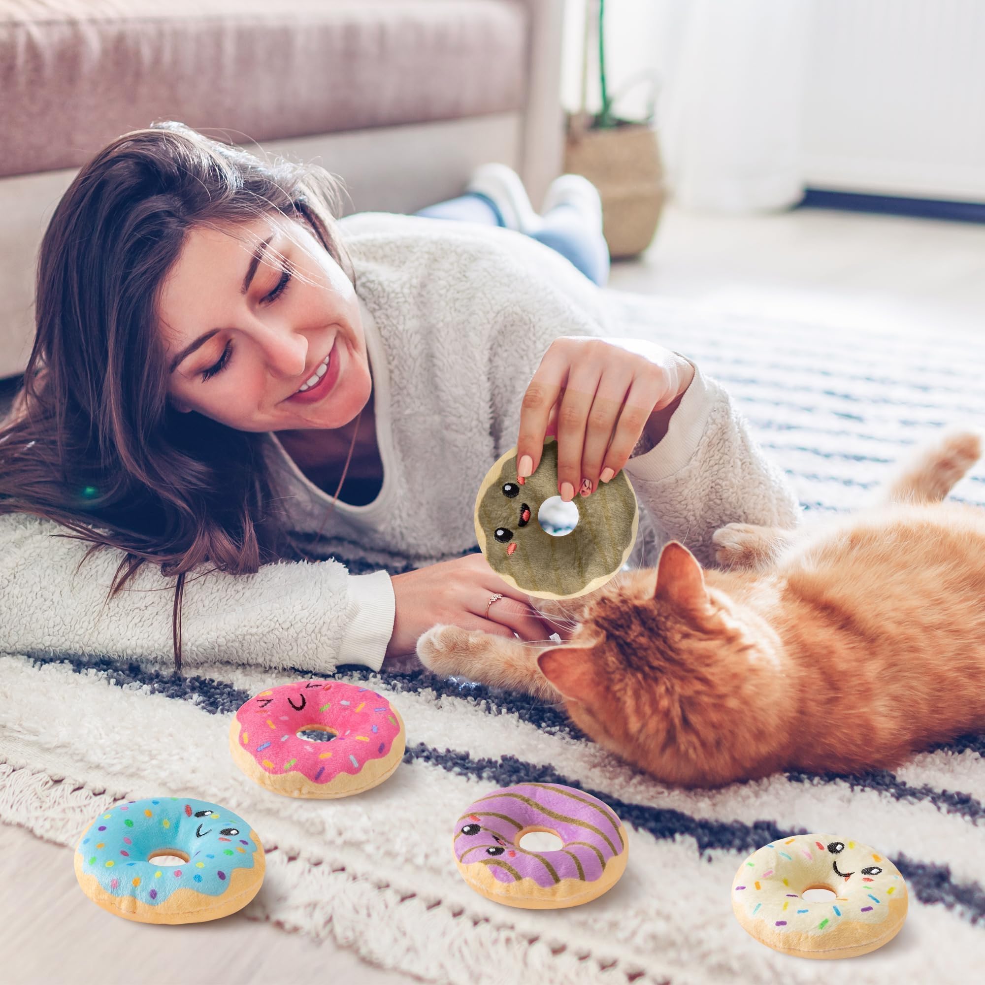 L1rabe Rosquilla Hierba Gatera Juguete multicolor para gatos, ideal para juegos en pareja.