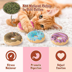 L1rabe Rosquilla Hierba Gatera Juguete verde para gatos, favorece mordisqueo suave y diversión diaria.