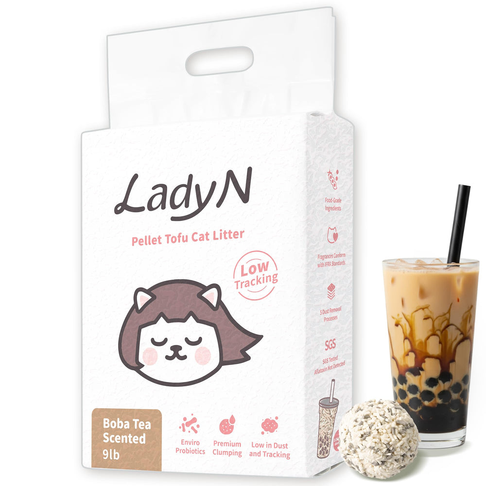 Lady N pellet tofu gato fragancia boba-tea para perfumar la estancia.