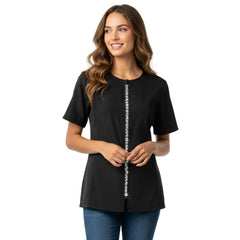Ladybird Line 460 chaqueta groomer con rhinestone, cierre elegante para interacción con clientes
