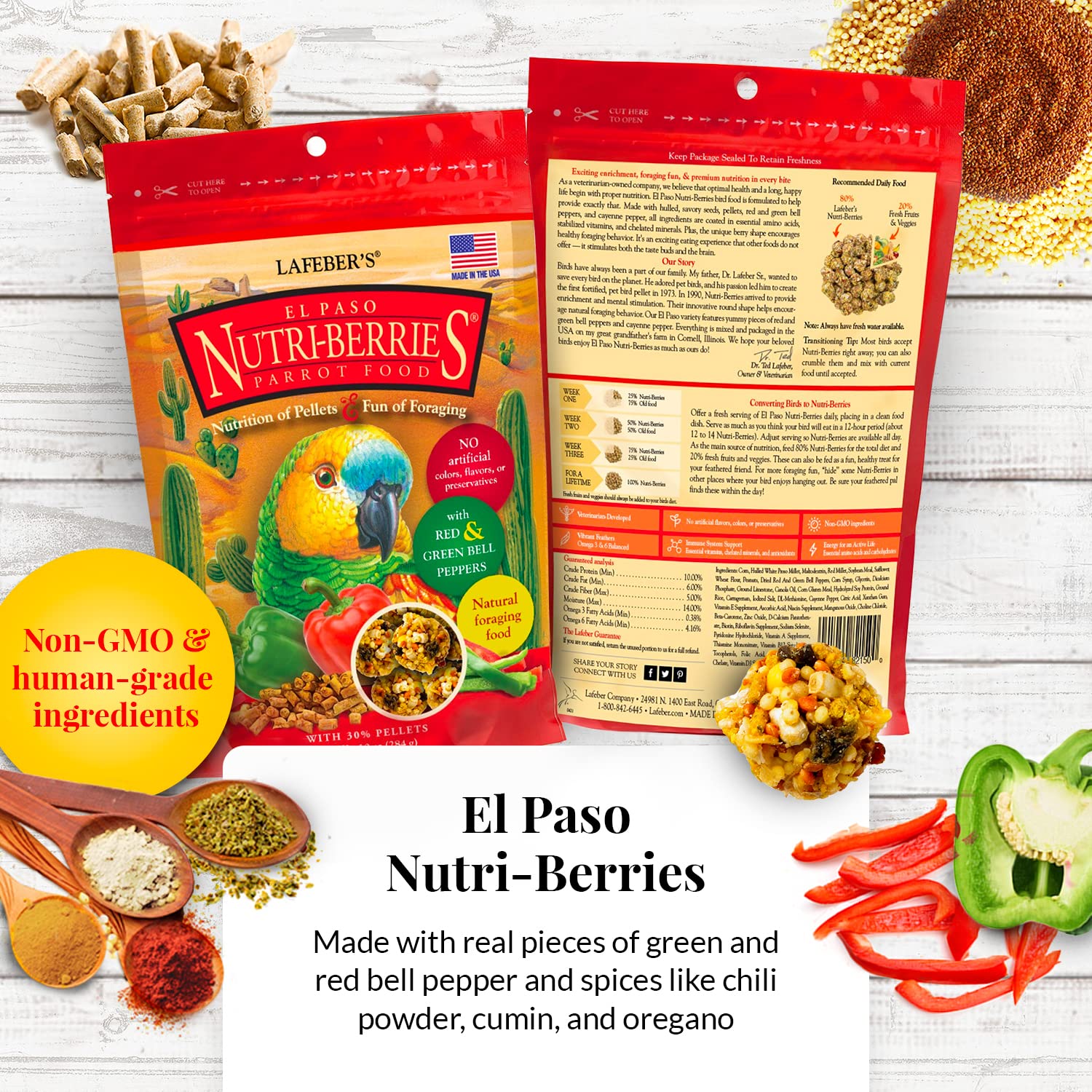 Caja de Nutri-Berries para loros, conjunto de cuatro sabores