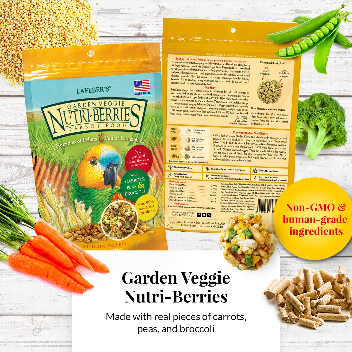 LAFEBER'S Nutri-Berries Garden Veggie, zanahoria, brócoli y guisantes