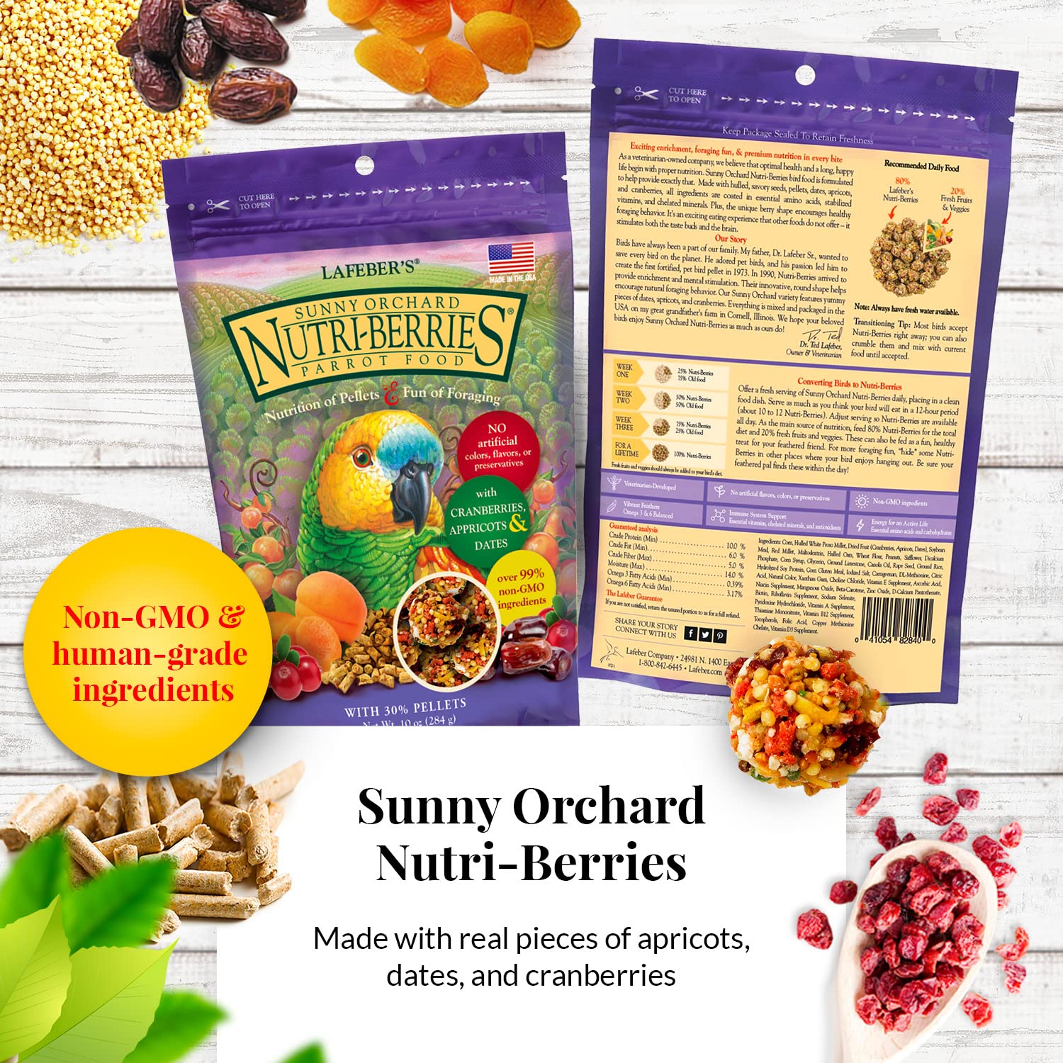 LAFEBER'S Nutri-Berries Sunny Orchard, arándanos y dátiles para aves